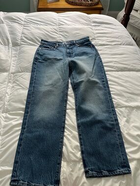 LOFT straight Light Blue Denim Jeans with Contrast Stitching